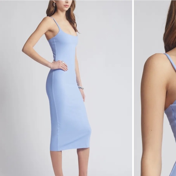 Second date look- Open Edit midi stretch blue hydrangea dress - NWT size XL - Picture 7 of 14